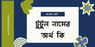 টুটুল নামের অর্থ কি