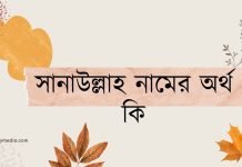 সানাউল্লাহ নামের অর্থ কি