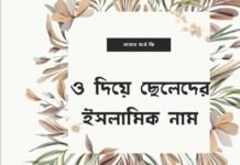 ও দিয়ে ছেলেদের ইসলামিক নাম (O diye meyeder islamic name)
