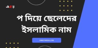 প দিয়ে ছেলেদের ইসলামিক নাম (P diye meyeder islamic name)