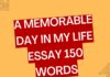 a memorable day in my life essay 150 words