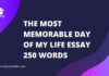 the most memorable day of my life essay 250 words