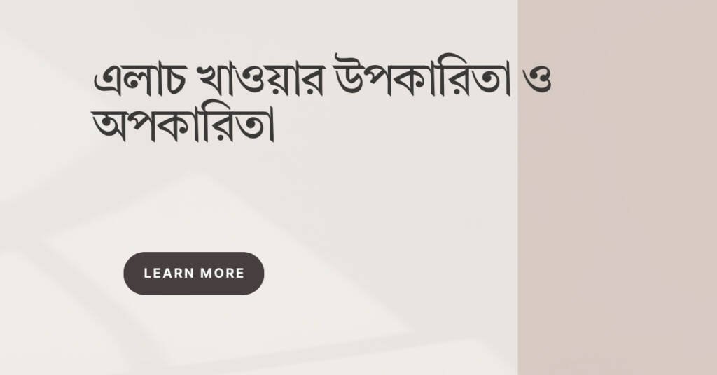 এলাচ খাওয়ার উপকারিতা ও অপকারিতা: স্বাস্থ্যের জন্য সঠিক তথ্য জানুন এলাচ খাওয়ার উপকারিতা ও অপকারিতা