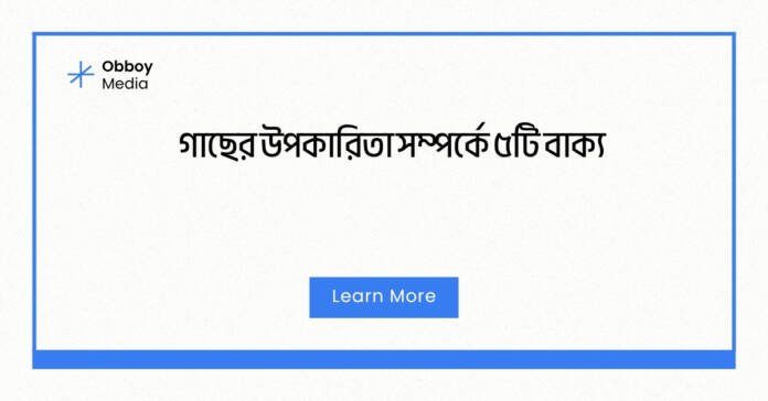 গাছের উপকারিতা সম্পর্কে ৫টি বাক্য