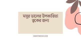 মসুর ডালের উপকারিতা ত্বকের জন্য